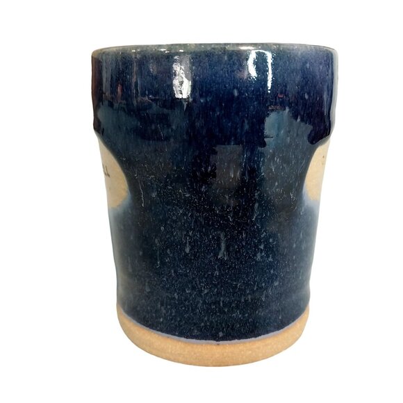 Oy Vey Cowbell Studio Art Pottery Mug Blue Glaze Signed - Picture 4 of 7